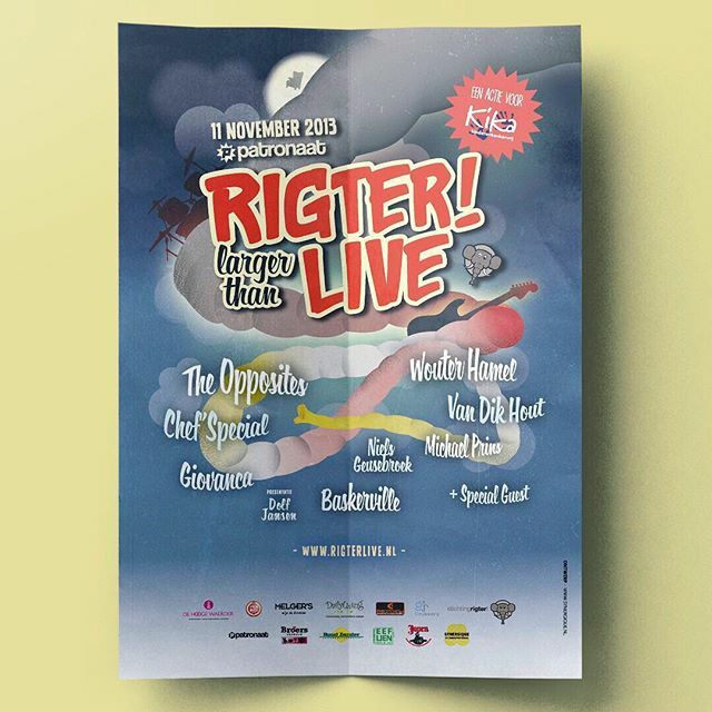 Image for Het is november, en tot 2014 betekende dat #RigterLive! Een benefietconcert in @patronaathaerlem, waar we de laatste 2 jaar niet alleen de poster, maar ook het hele stage ontwerp en inhoudelijk concept hebben verzorgd. #posterspree