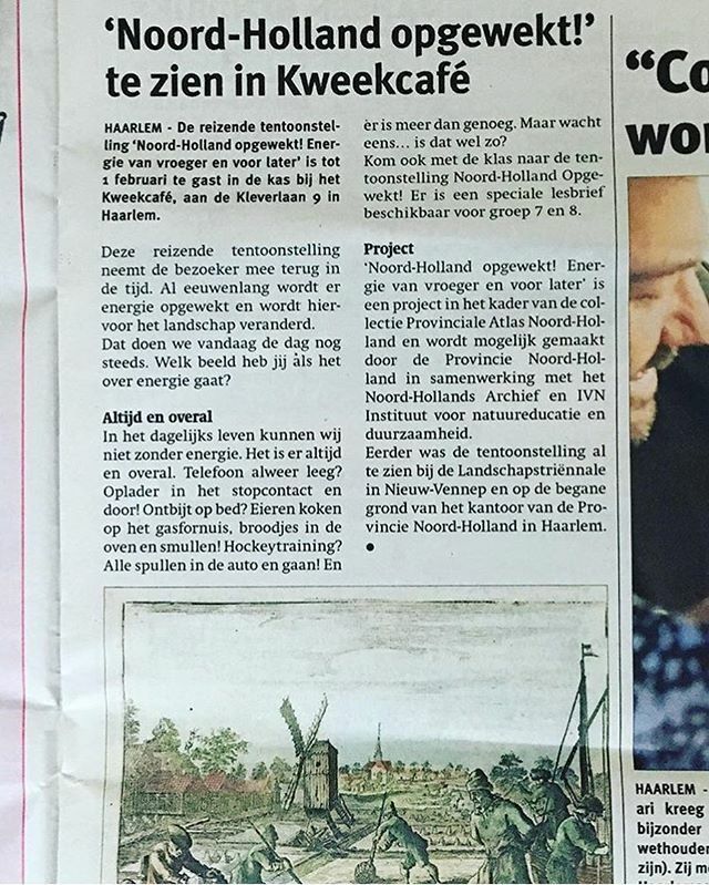 Image for Noord-Holland Opgewekt staat in de Haarlemmer van vandaag. Ben jij al gaan kijken? Hij is nog tot 1 februari te bezoeken bij @kweekcafe. Via @atlasnh.